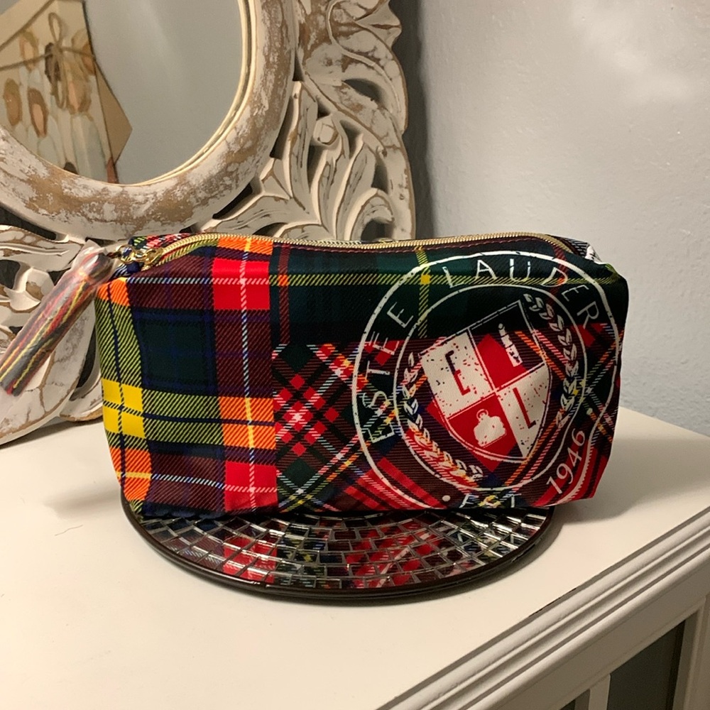 Estee Lauder Tartan Plaid Cosmetic Bag